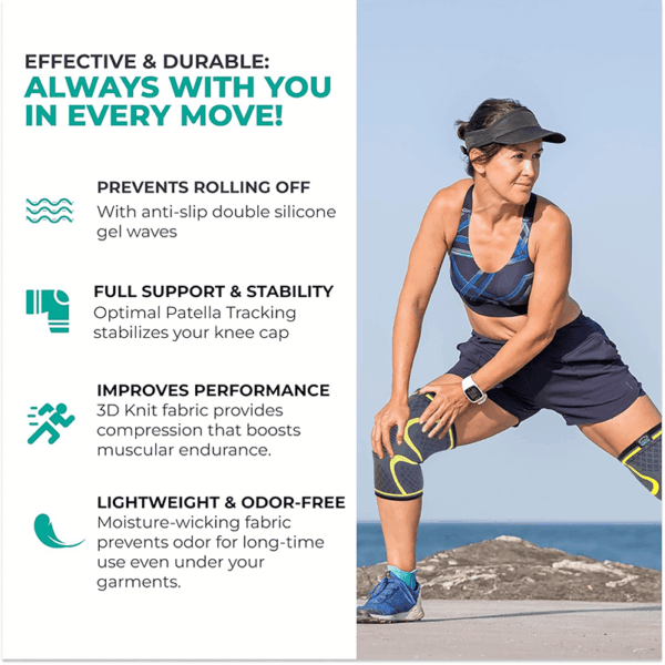 knee brace for women & men workout knees compression sleeve for knee pain relief joint support for acl, arthritis, meniscus tear knees brace for sports